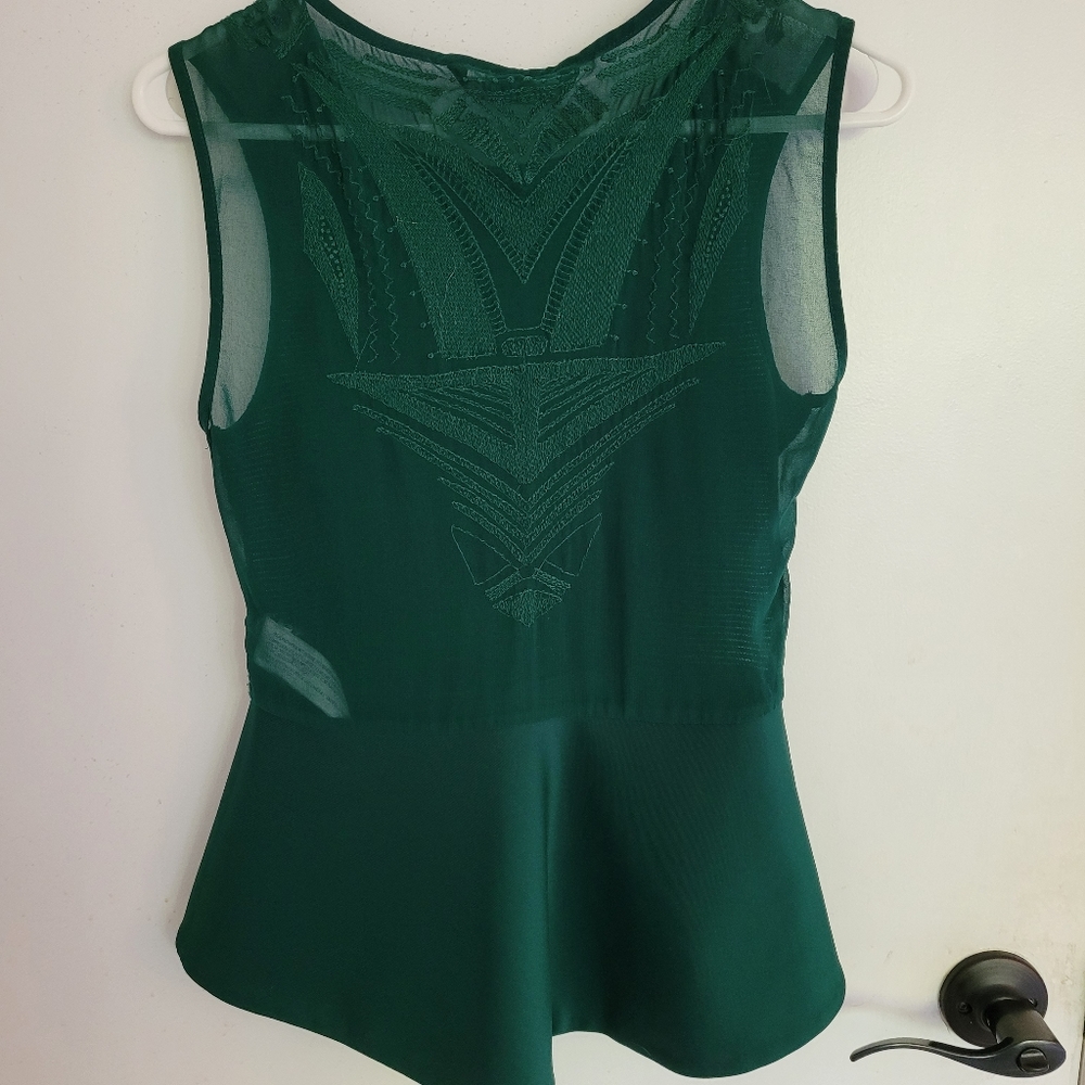Zara women's peplum green top lace back - Picture 3 of 8